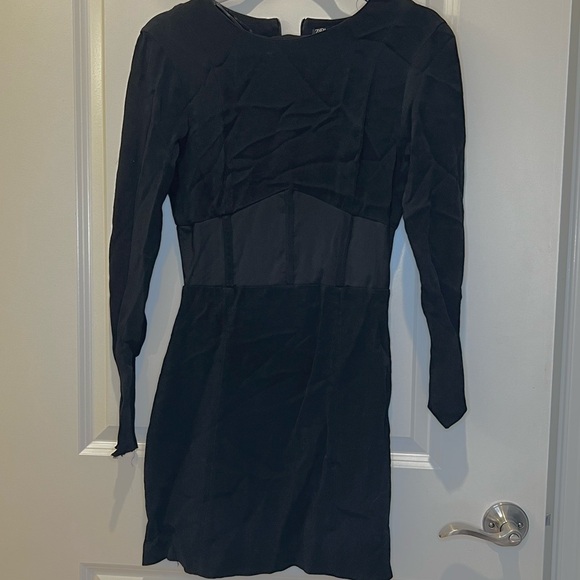 Zara Corset Long Sleeve Black Mini Dress Size Medium - Picture 3 of 13